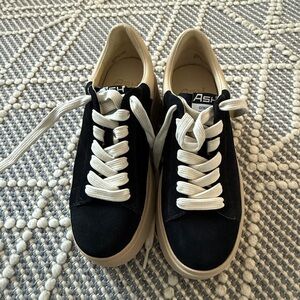 Ash Black and Cream Lace-Up Sneakers